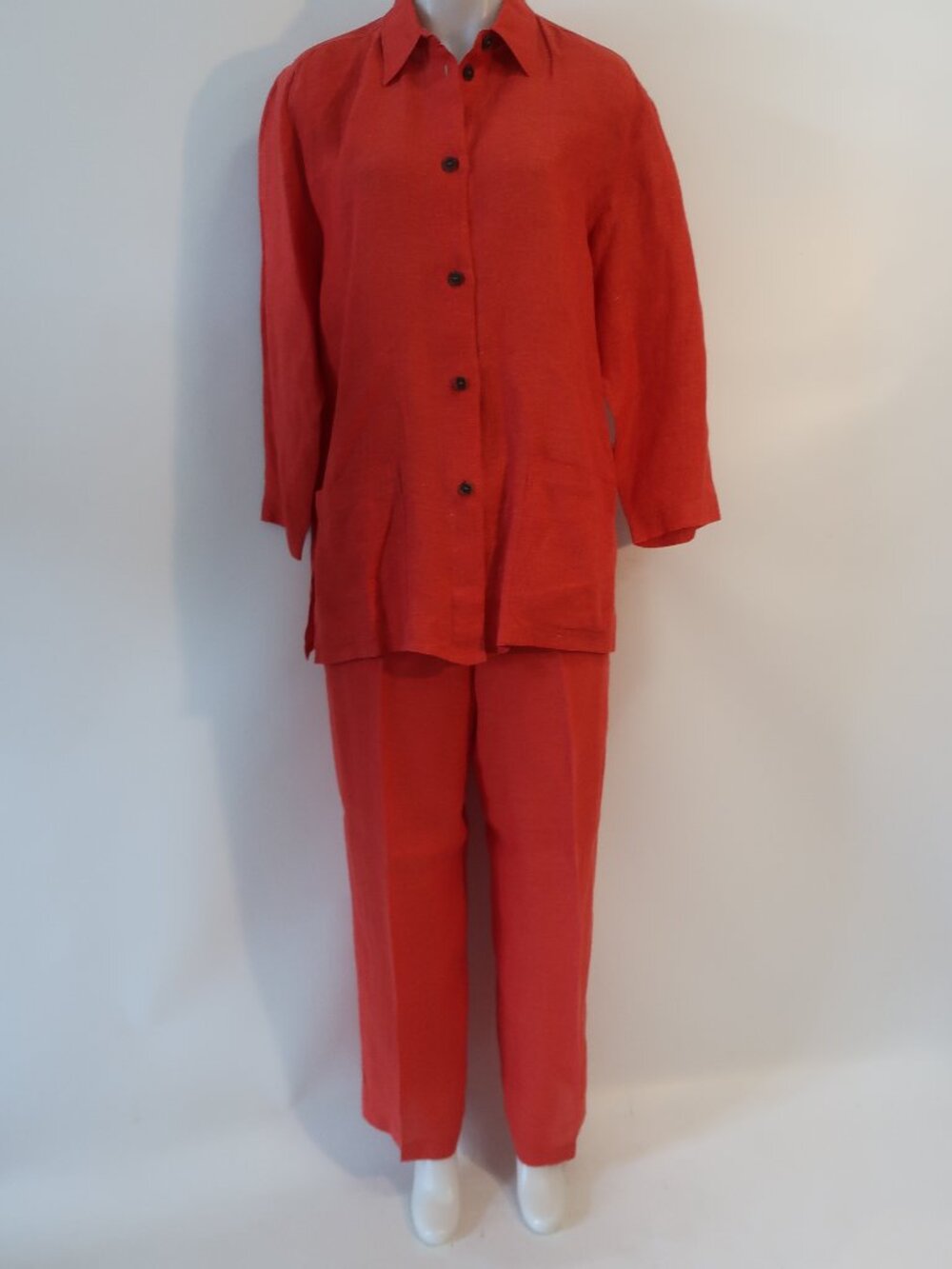 Womens Escada Sport Red (Item-78) Pure Linen 2 Pc Set Top/S Drawstring Pant/M